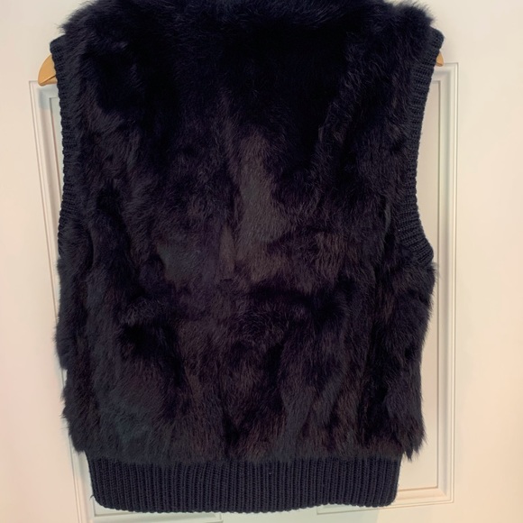 Pologeorgis Deep Navy Blue Rabbit Fur Zip-Up Vest - Picture 6 of 6